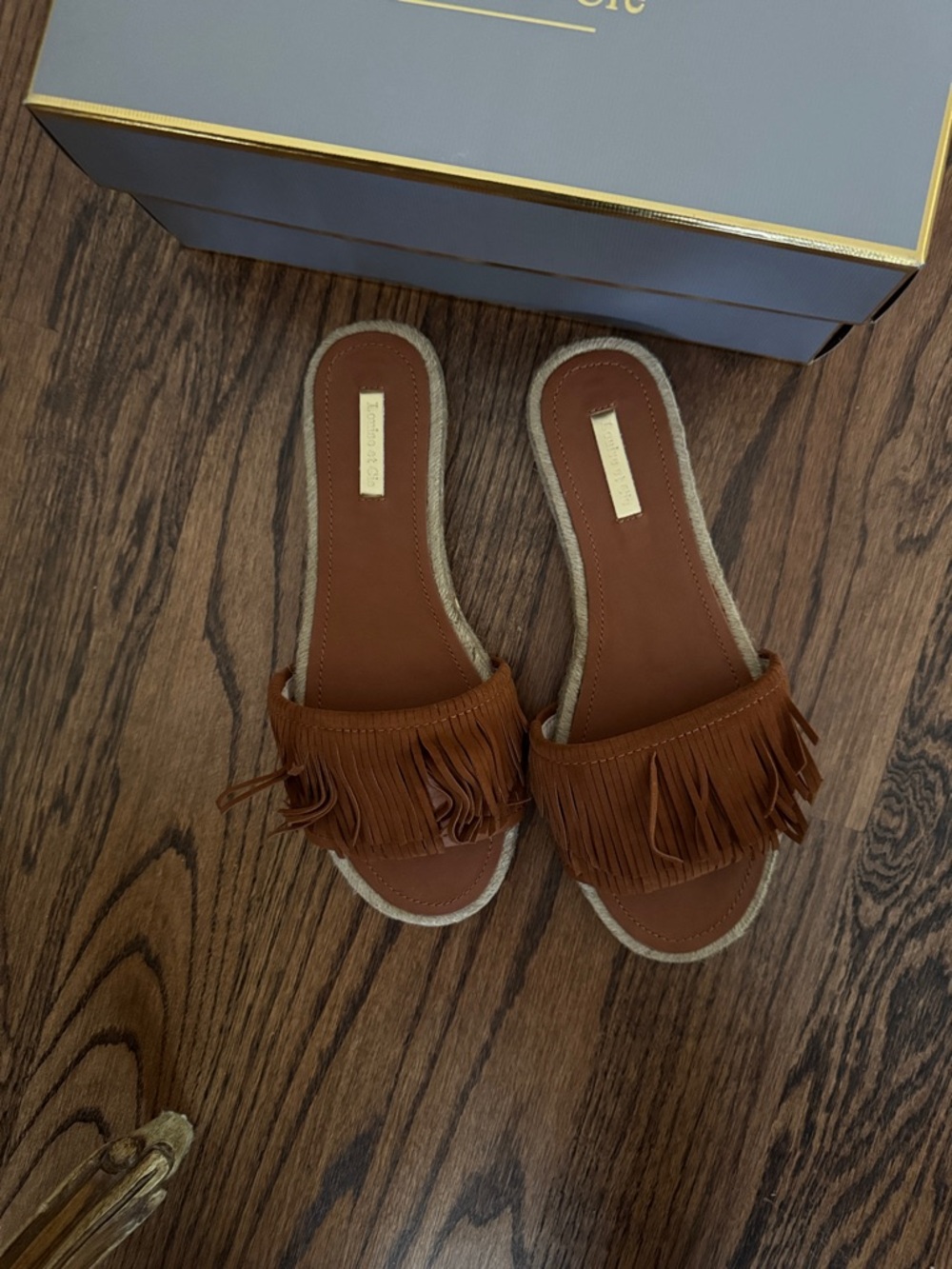 Louise et Cie Brown Fringe Slide Sandals